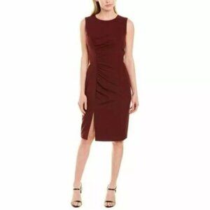 Milly Hera Sleeveless Ruched Cady Sheath Dress